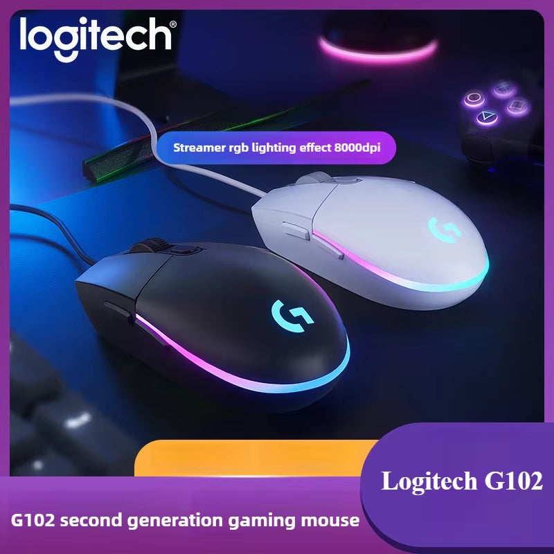 (G) G102 Gaming Mouse RGB Mouse Lightweight Design 200-8000DPI G102 Second Generation Ergonomic Mouse Computer Mouse