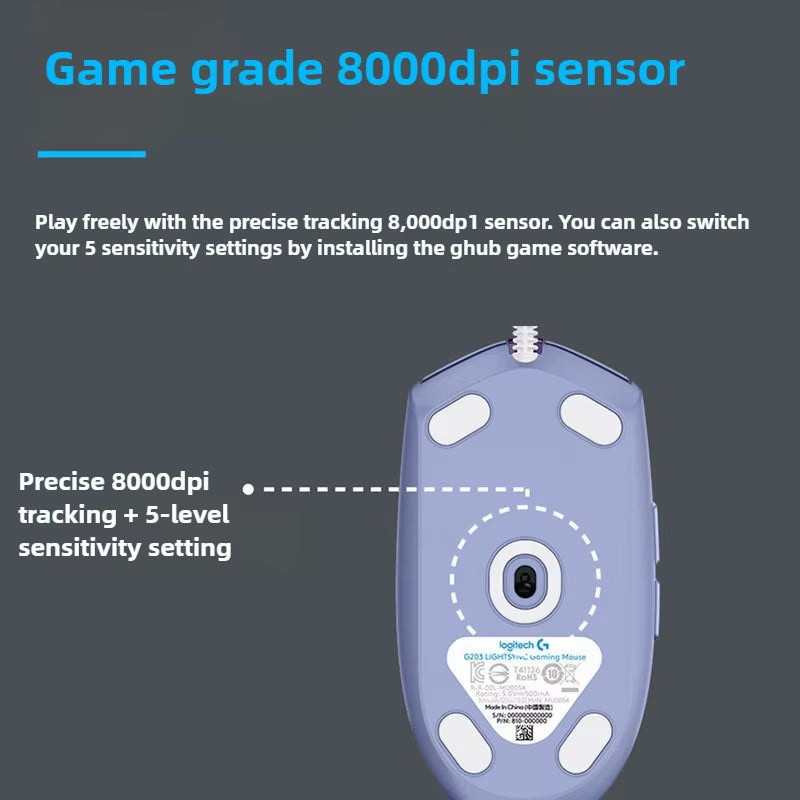 (G) G102 Gaming Mouse RGB Mouse Lightweight Design 200-8000DPI G102 Second Generation Ergonomic Mouse Computer Mouse