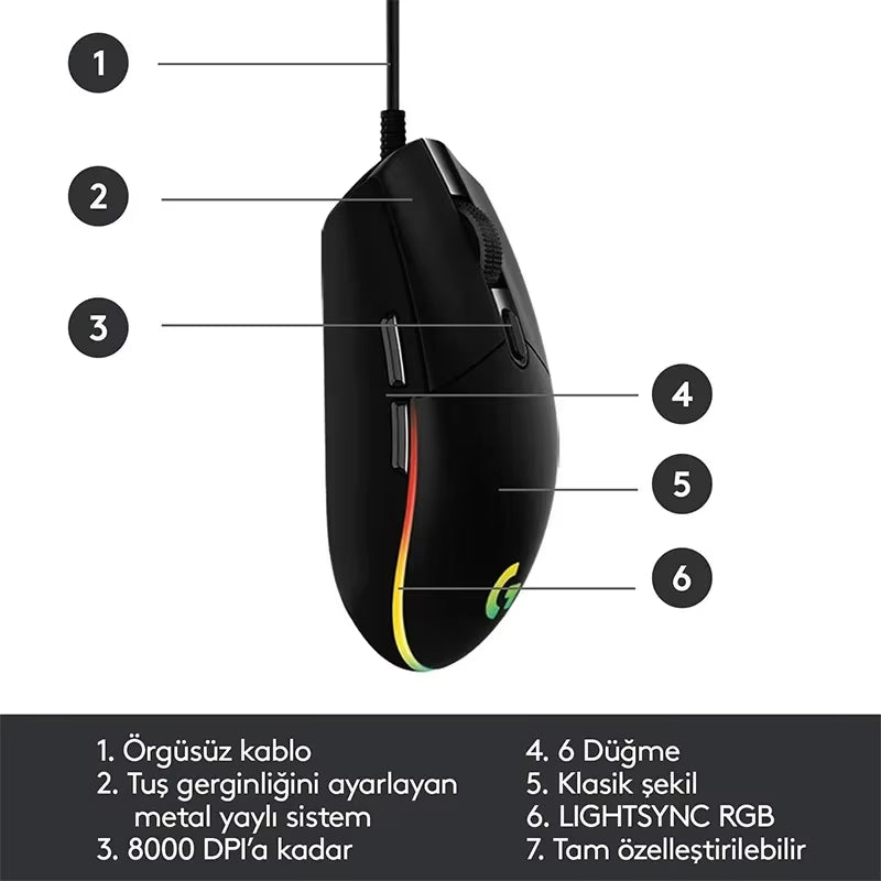 Logitech G102 Mouse USB Gaming Mouse 8000 DPI