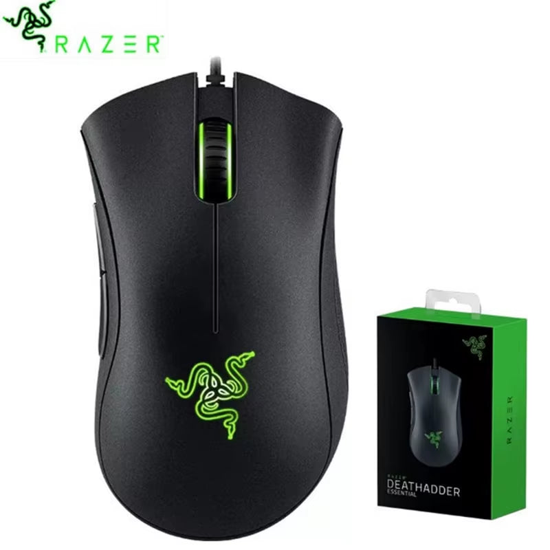 DeathAdder Essential Wired Gaming Mouse with 6400 DPI Optical Sensor and Five Programmable Buttons for PC and Laptop Gamers