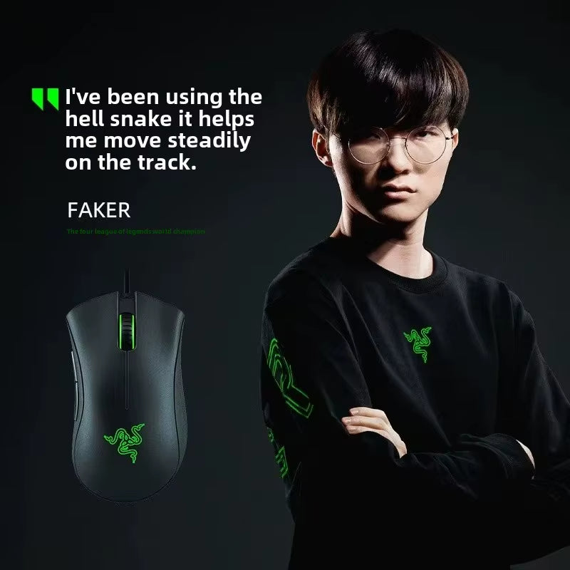DeathAdder Essential Wired Gaming Mouse with 6400 DPI Optical Sensor and Five Programmable Buttons for PC and Laptop Gamers