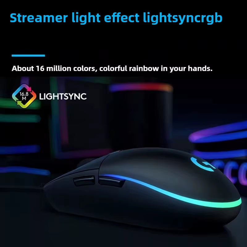(G) G102 Gaming Mouse RGB Mouse Lightweight Design 200-8000DPI G102 Second Generation Ergonomic Mouse Computer Mouse