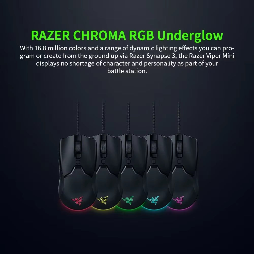 Viper Mini Gaming Mouse - 8500 DPI Optical Sensor, Chroma RGB, Lightweight Wired Design with SPEEDFLEX Cable for Gamers