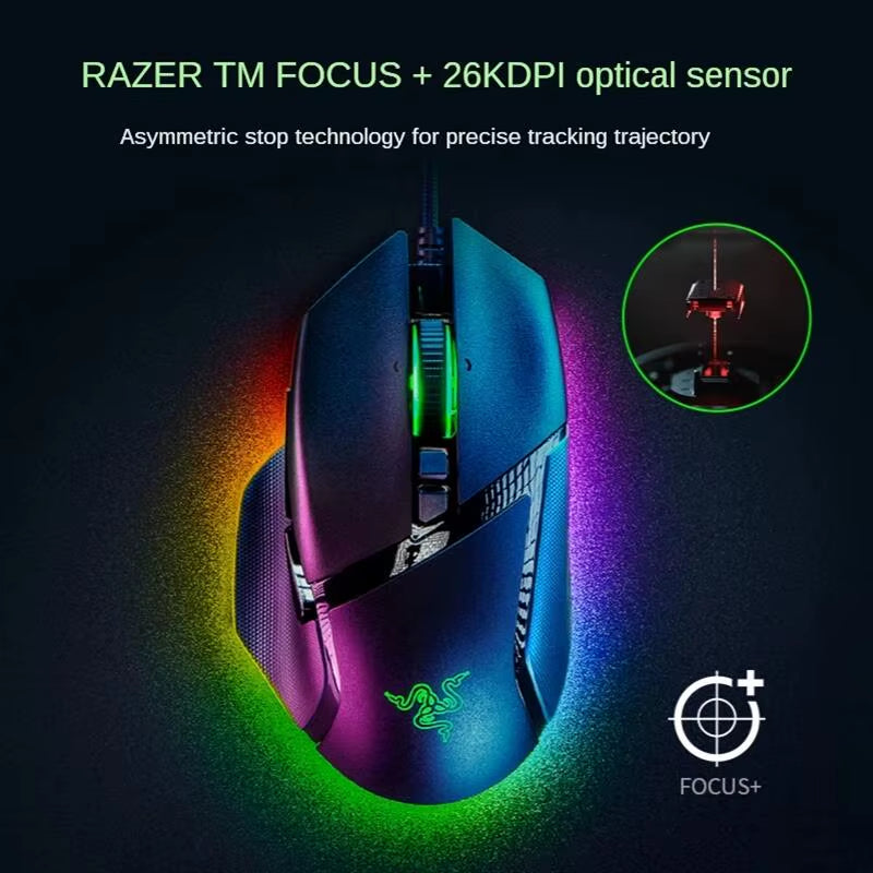 Basilisk V3 Ergonomic Gaming Mouse with Customizable Features, Chroma RGB Lighting, and 26K DPI Optical Sensor