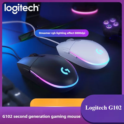 (G) G102 Gaming Mouse RGB Mouse Lightweight Design 200-8000DPI G102 Second Generation Ergonomic Mouse Computer Mouse
