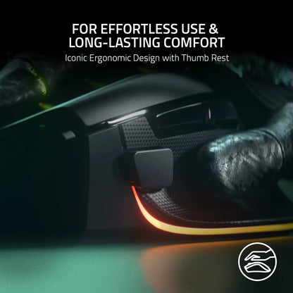 Basilisk V3 Ergonomic Gaming Mouse with Customizable Features, Chroma RGB Lighting, and 26K DPI Optical Sensor