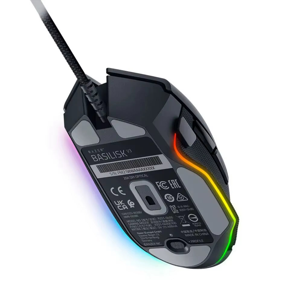 Basilisk V3 Ergonomic Gaming Mouse with Customizable Features, Chroma RGB Lighting, and 26K DPI Optical Sensor